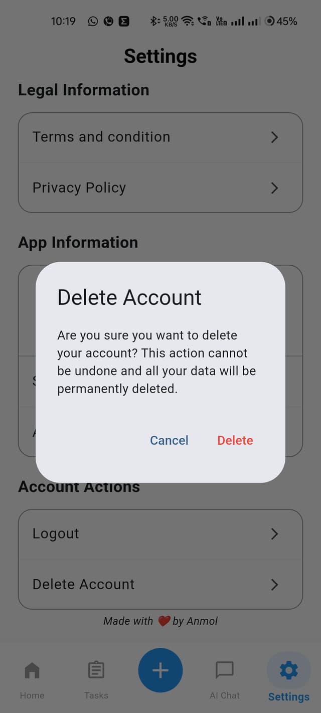 Confirm the deletion